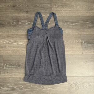Lululemon Rest Less Tank‎ Top Women Approx 4 Gray Drawcord Cinch Waist Shelf Bra